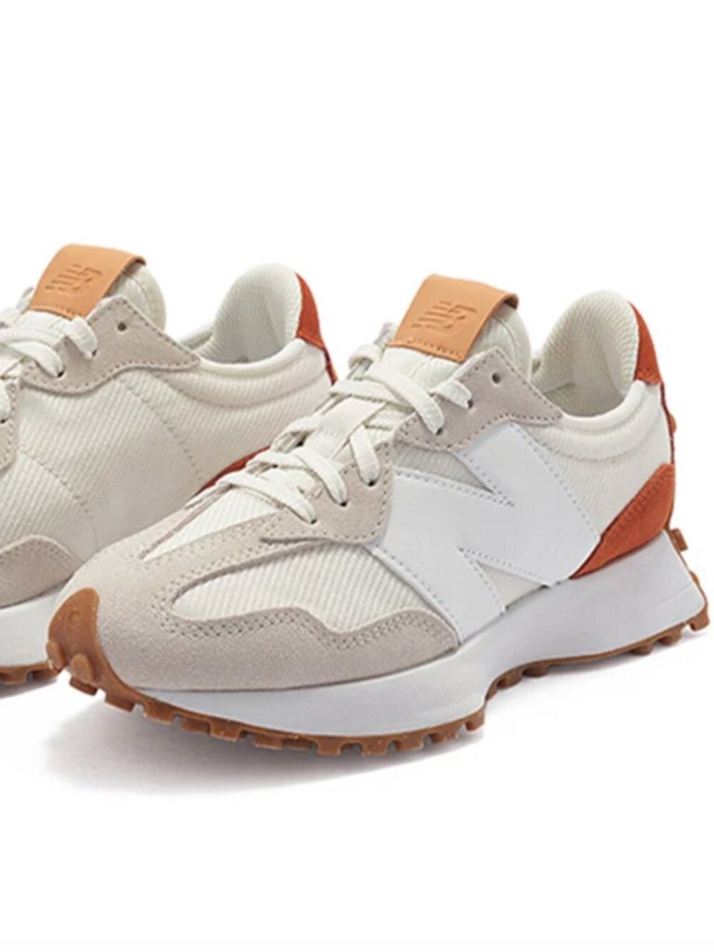 NEW BALANCE 327 Suede And Mesh Sneakers Color Sea Salt Rust Womens 7.5US NWT - Picture 3 of 11